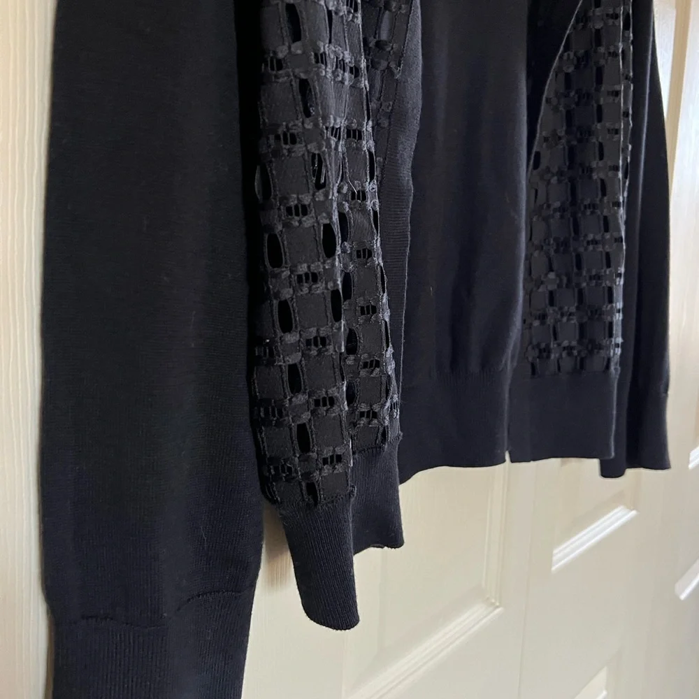 NWT DKNY Cardigan Sweater - Open Lace Front Bolero Black Womens - Large. - Picture 6 of 9